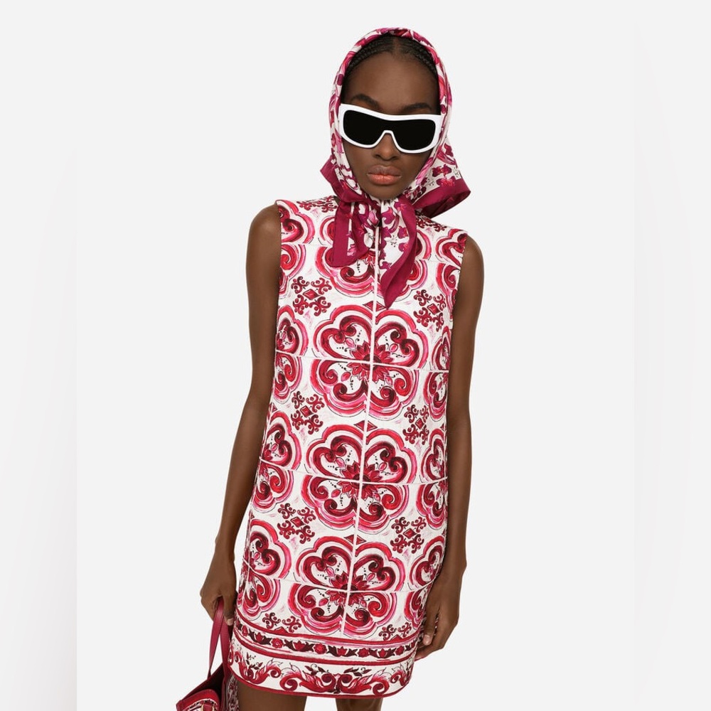 Dolce & Gabbana Pink & White Mosaic Dress